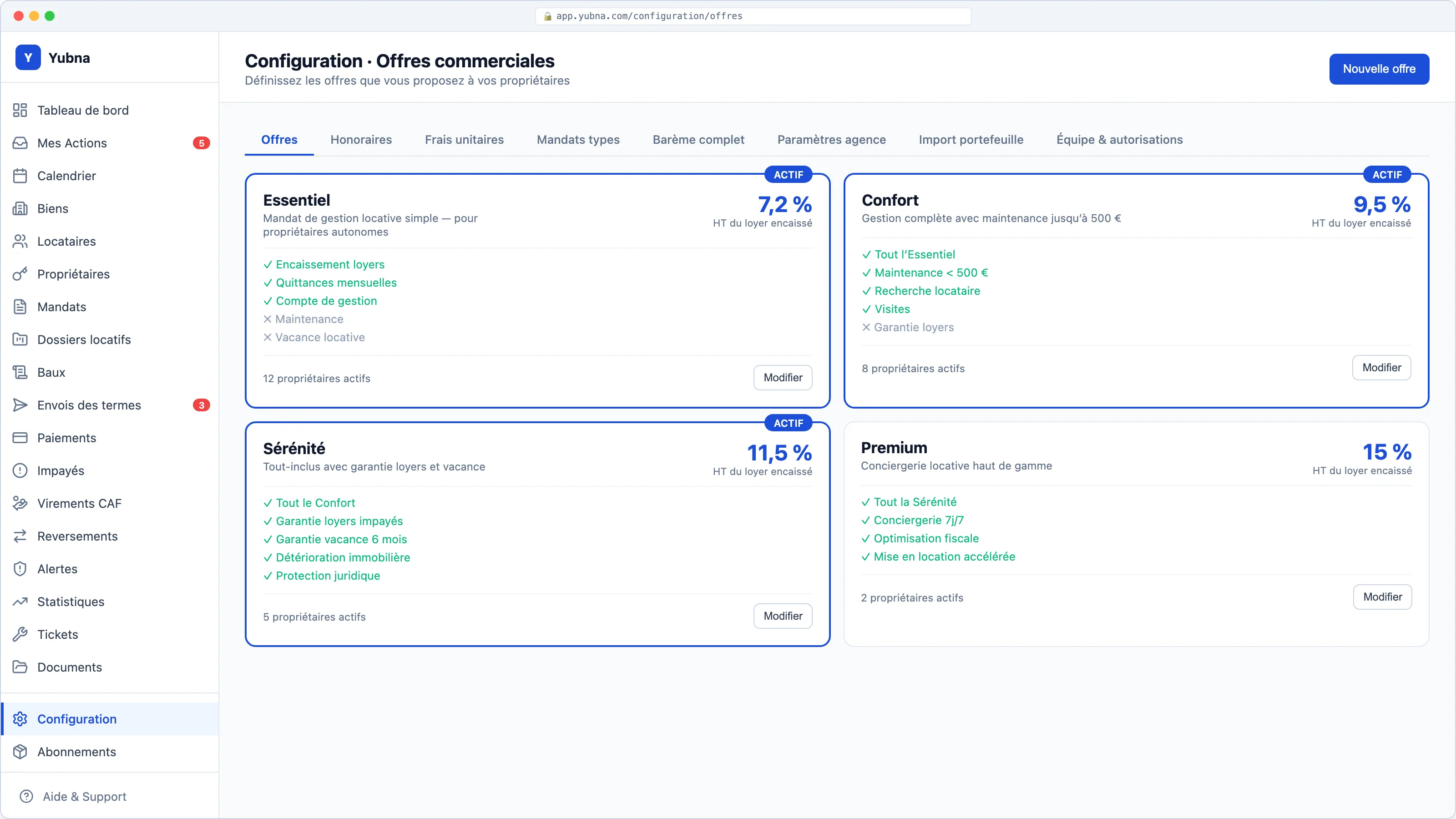 Yubna optimise Catalogue des offres : Solution PropTech pour définissez vos offres commerciales et services activables
